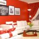 How to decorate a red wall living room