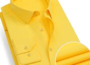 Mens yellow striped dress shirt