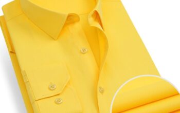 Mens yellow striped dress shirt