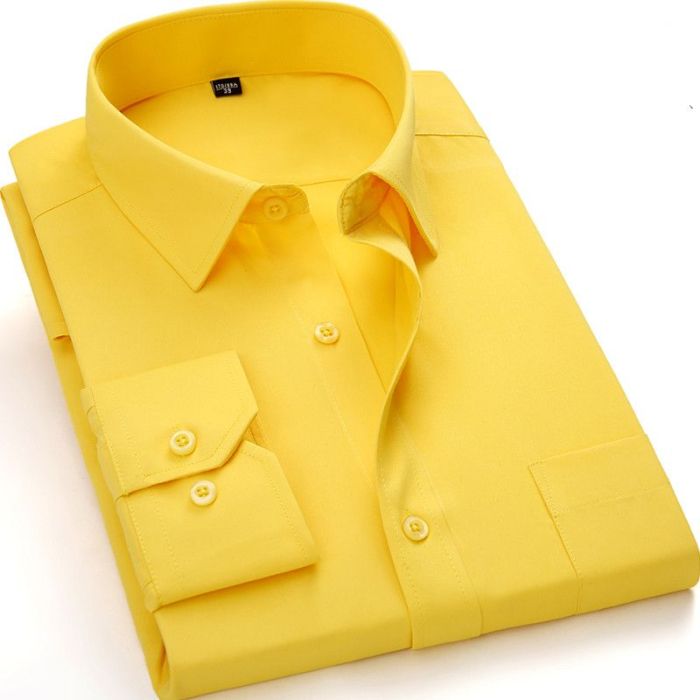 Mens yellow striped dress shirt